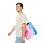 Pink, White and Blue Watercolor on Canvas Design - Tote Bag
