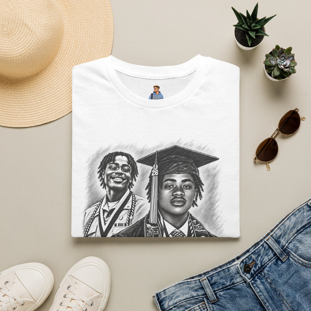 Double Portrait Front - In Memory of Pierre Damas Bel T-Shirt
