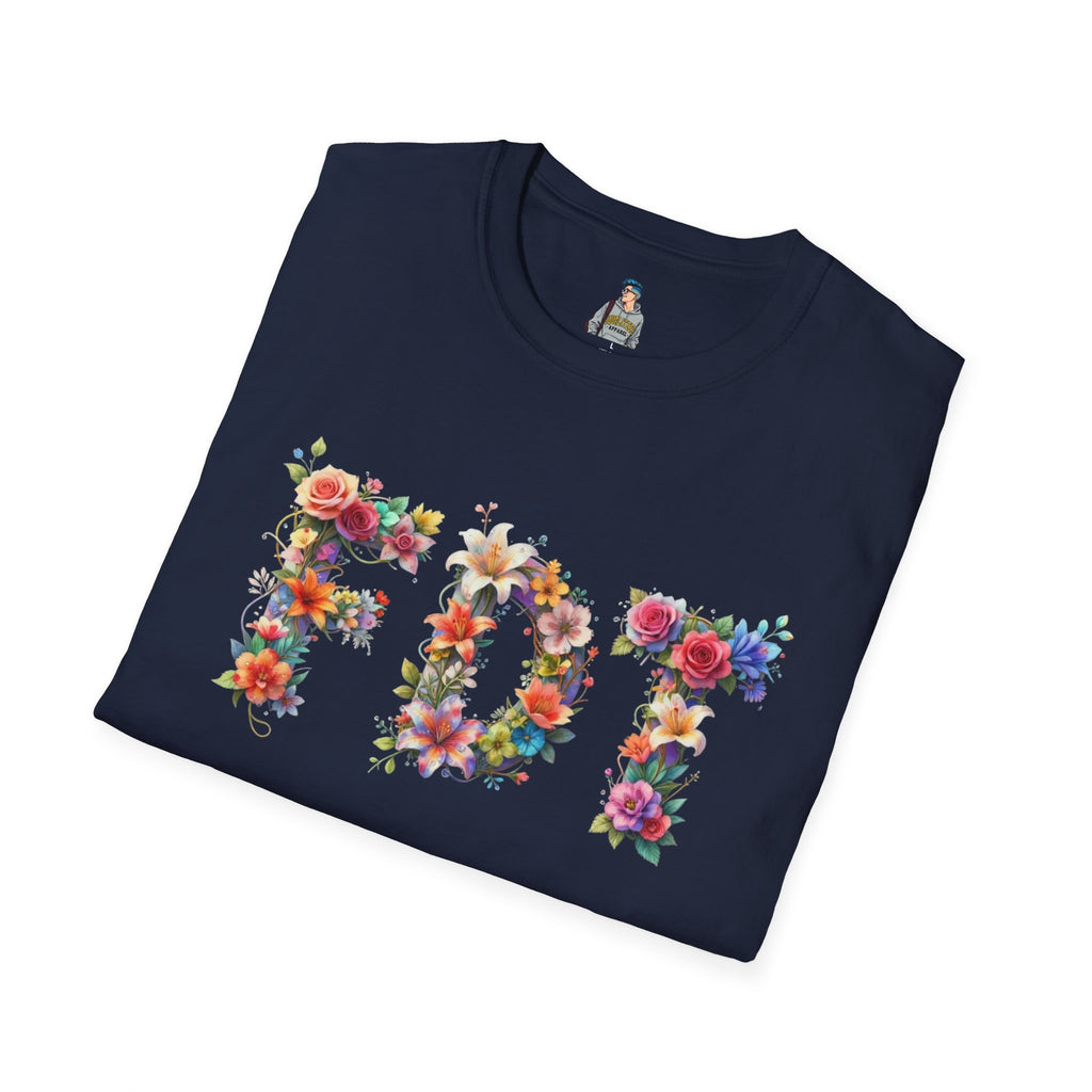 FDT Floral Letter Tee — Bold Floral Typography T-Shirt