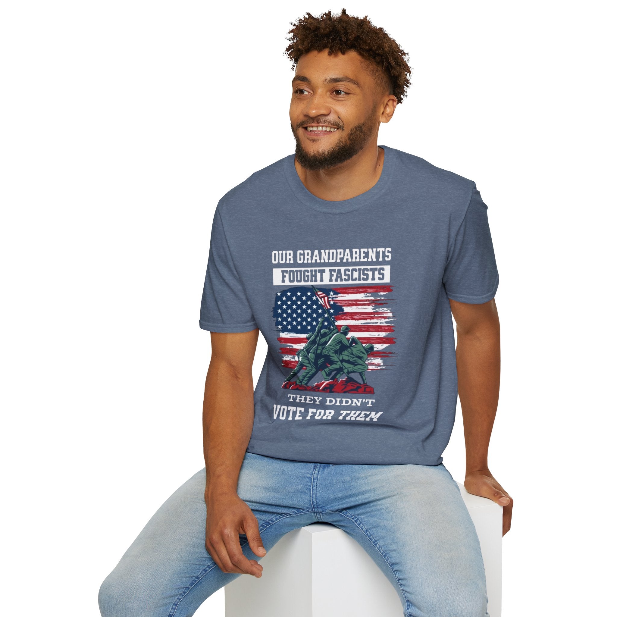 Unisex Softstyle T-Shirt: 'Our Grandparents Fought Fascists' Patriotic Tee