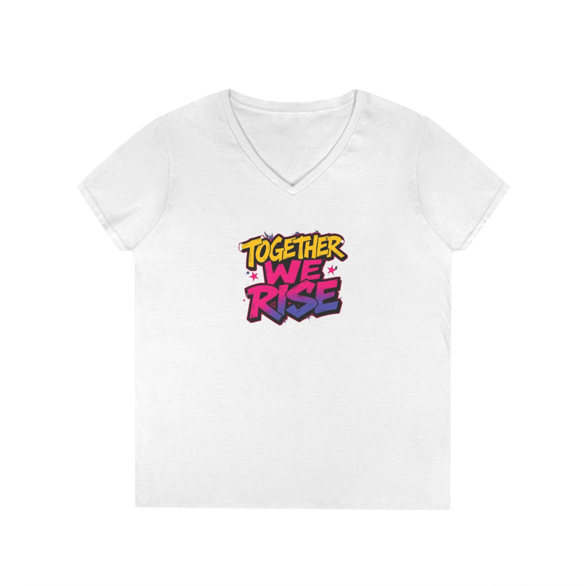 Together We Rise Ladies' V-Neck T-Shirt - Perfect Gift for Mother's Day