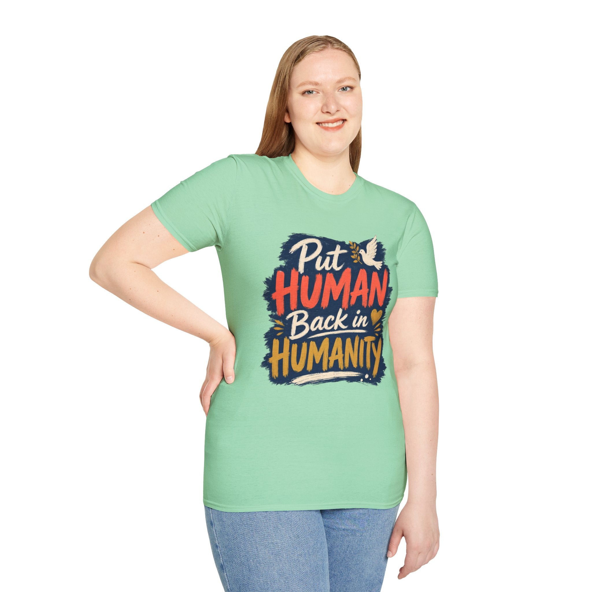 Put Human Back in Humanity T-Shirt — Inspirational Peace Dove Tee