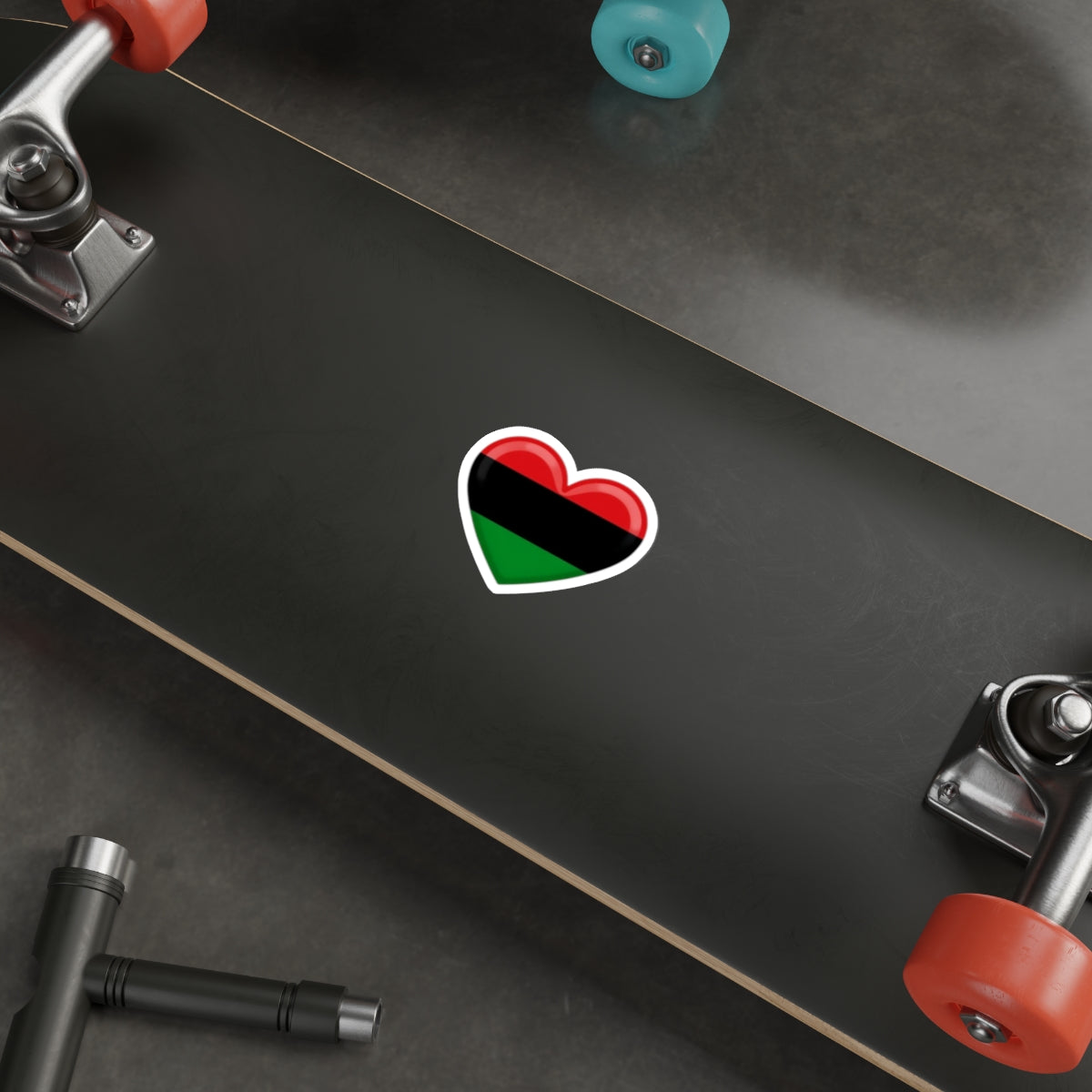 Die-Cut Stickers -  Heart design featuring Pan-African Flag Colors