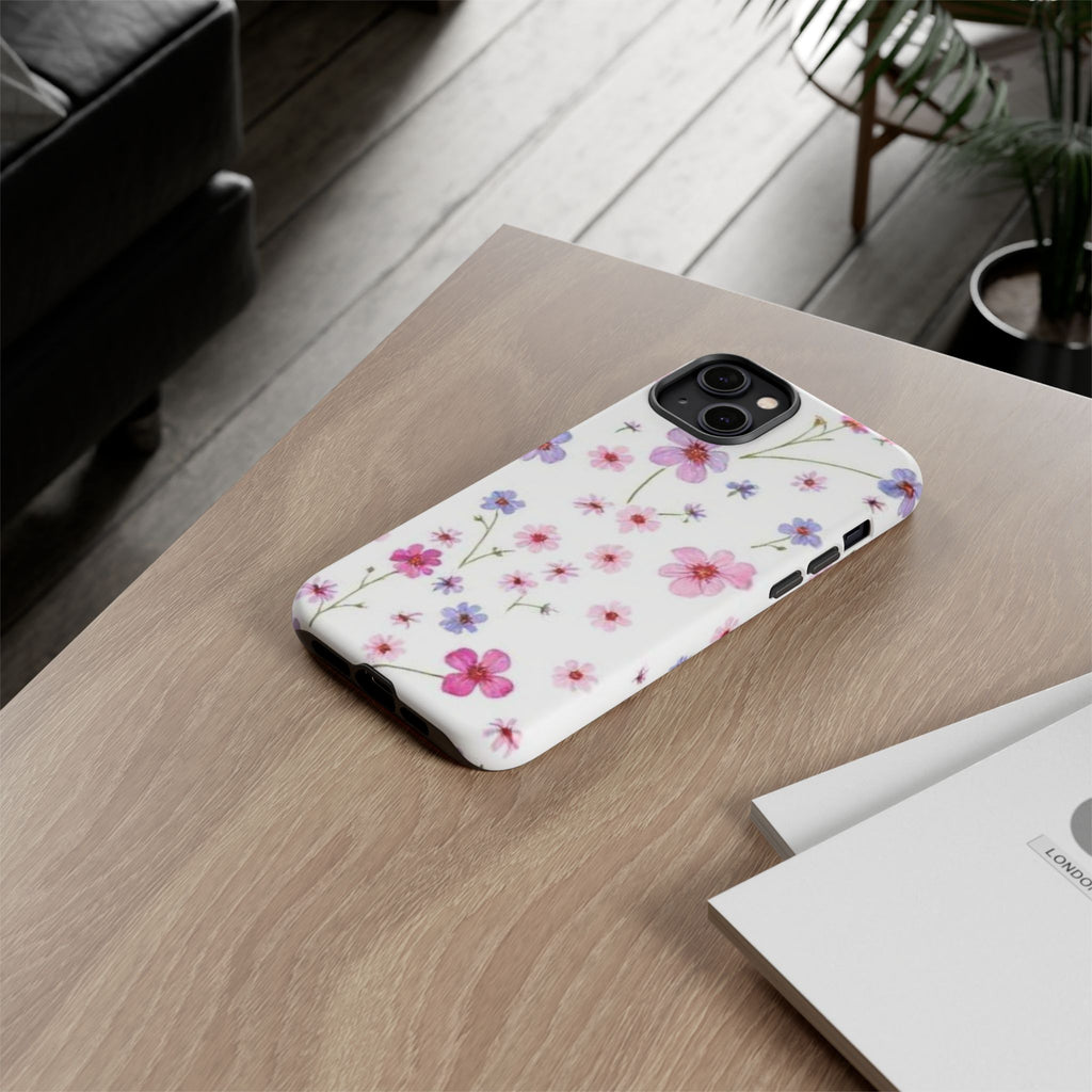 Floral Pink Wildflower Tough Phone Case for iPhone