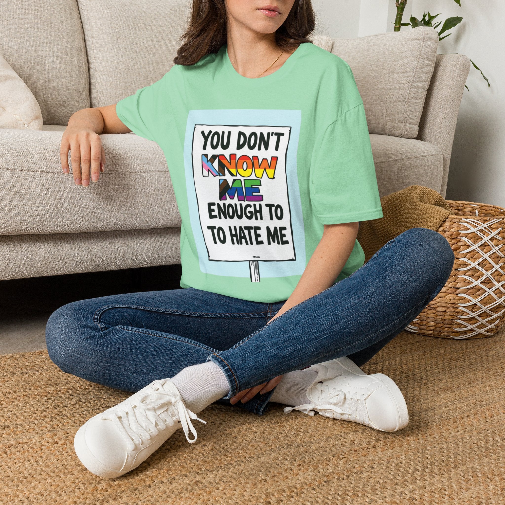 You Don't Know Me Enough to Hate Me Inclusive Pride T-Shirt - Unisex Softstyle Tee for Casual Wear