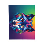 Fractal Wolf Velveteen Plush Blanket