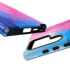 Android OR iPhone Compatible Cases - Pink and Blue Color Splash Design