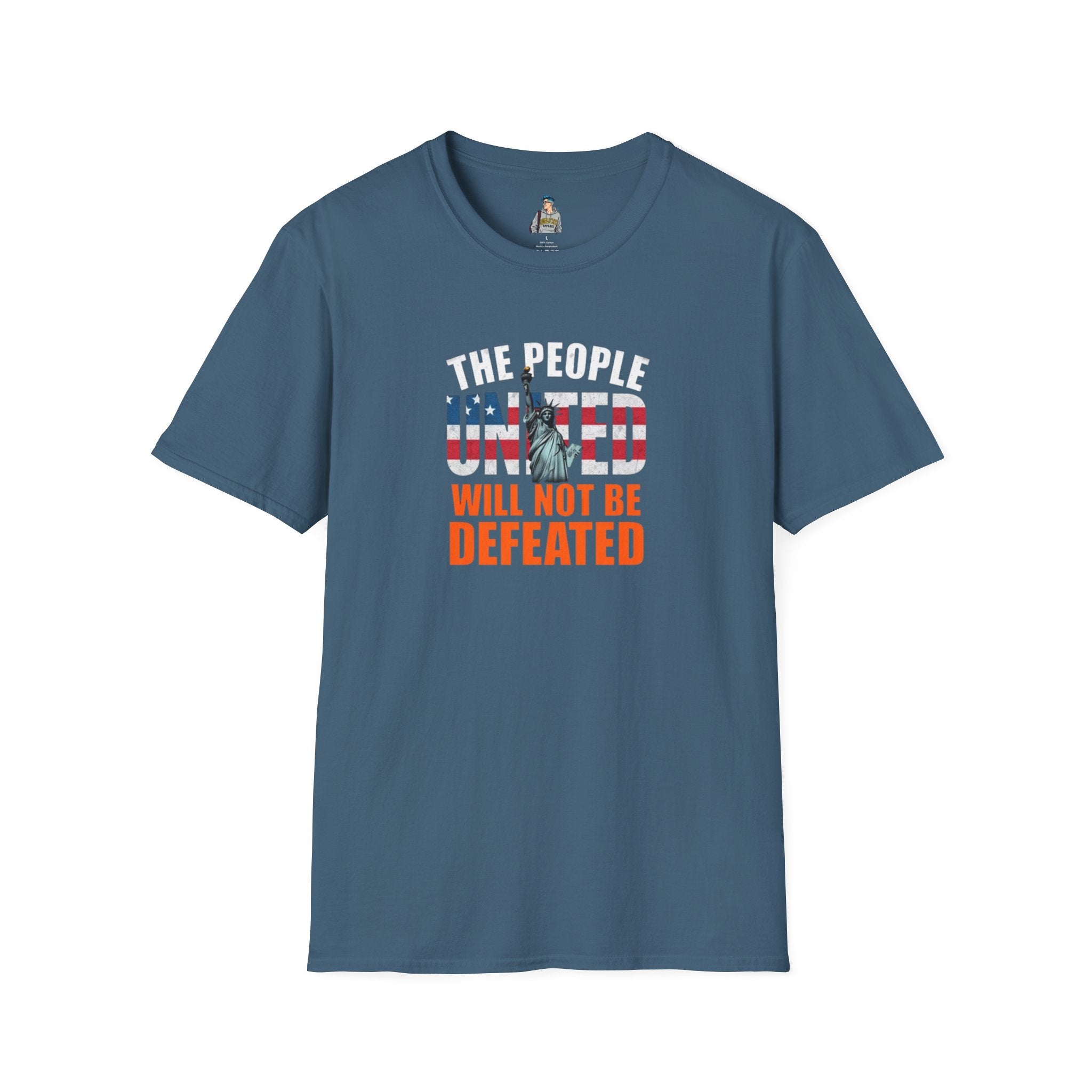 Patriotic Unisex Softstyle T-Shirt - "The People United Will Not Be Defeated"