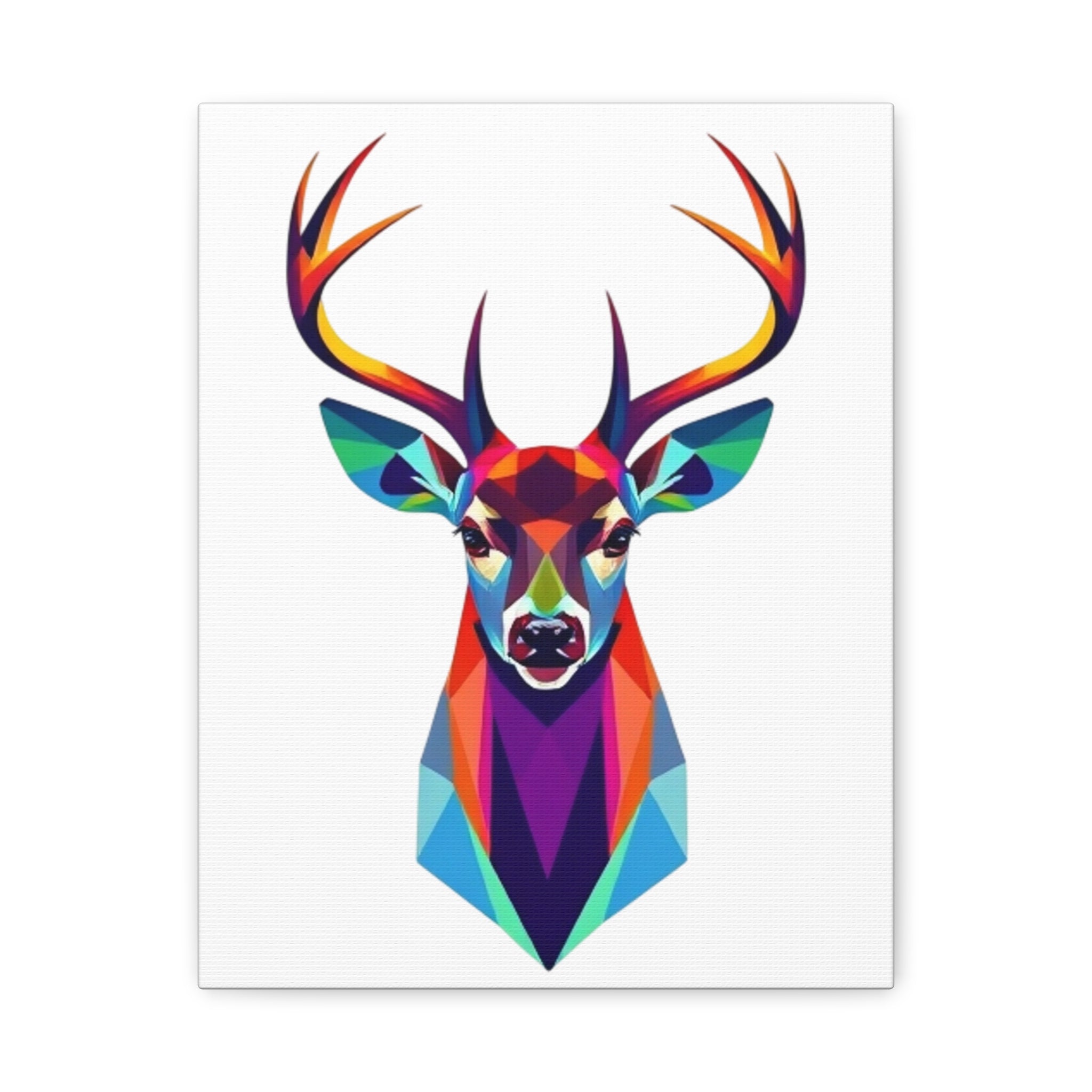 Vibrant Stag Canvas Wall Art - Colorful Geometric Deer Decor