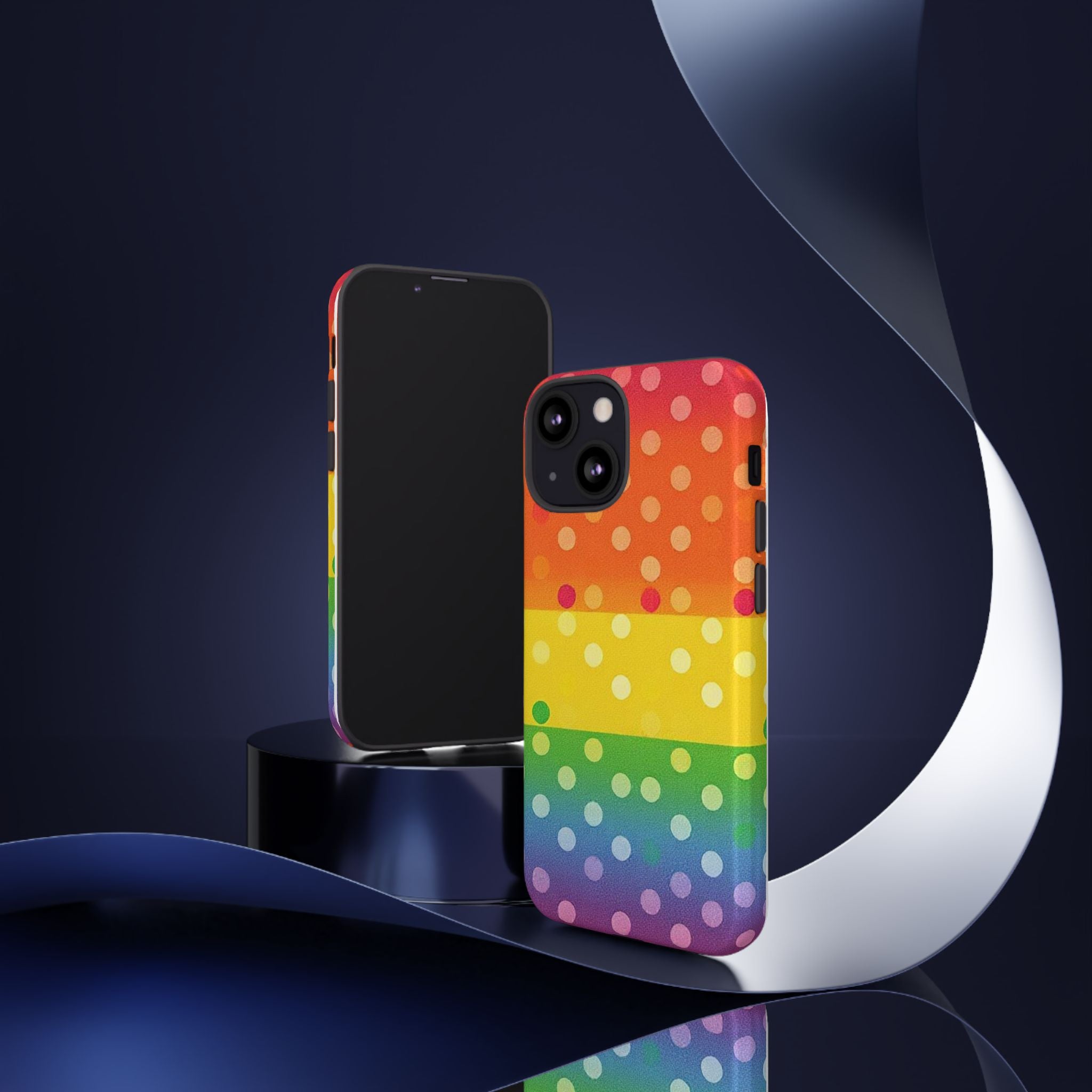 Rainbow Polka Dot Tough Phone Case for iPhone