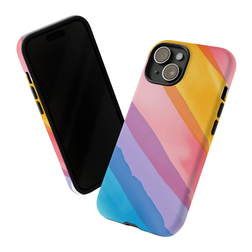 Colorful Diagonal Watercolor Tough Phone Case for iPhone