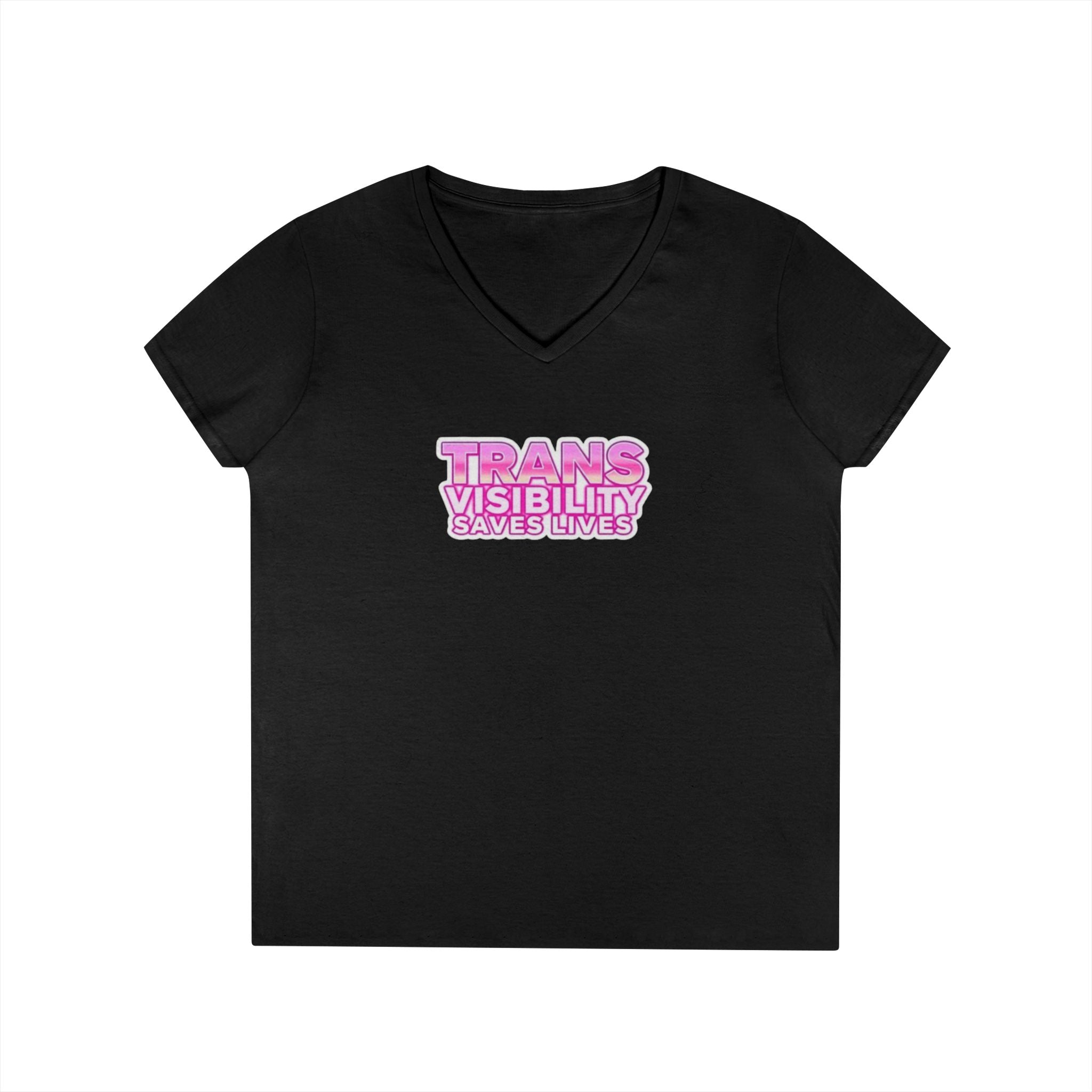 Ladies' V-Neck T-Shirt - 'Trans Visibility Saves Lives' - Empowering Pride Apparel