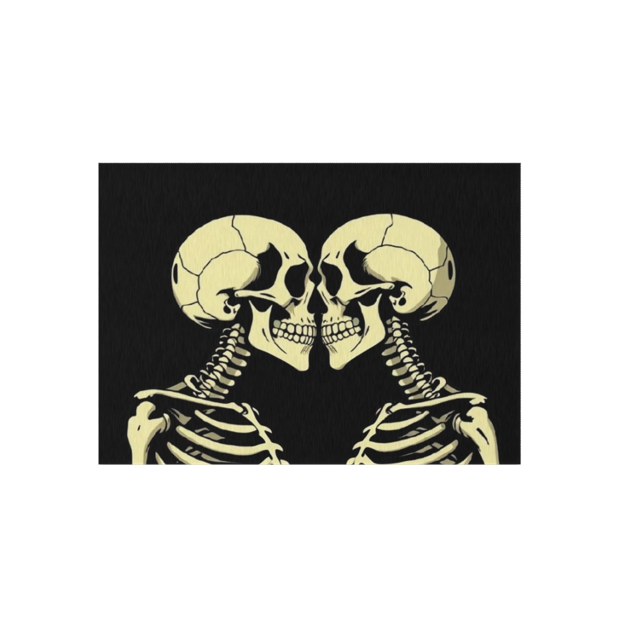 Human Skeletons Kissing Outdoor Rug - Colorful Decorative Mat for Patios & Gardens