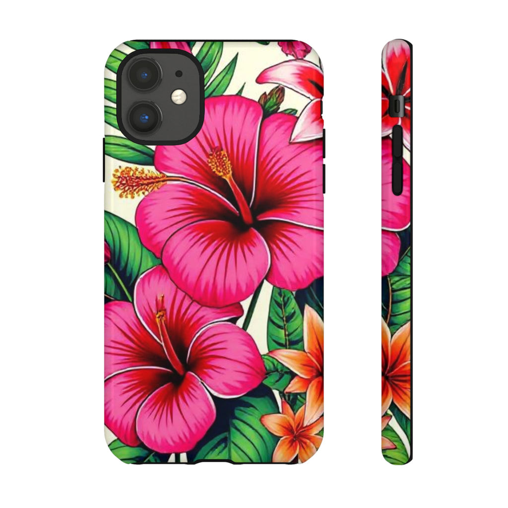 Tropical Hibiscus Phone Case for iPhone — Floral Tough Protective Cover