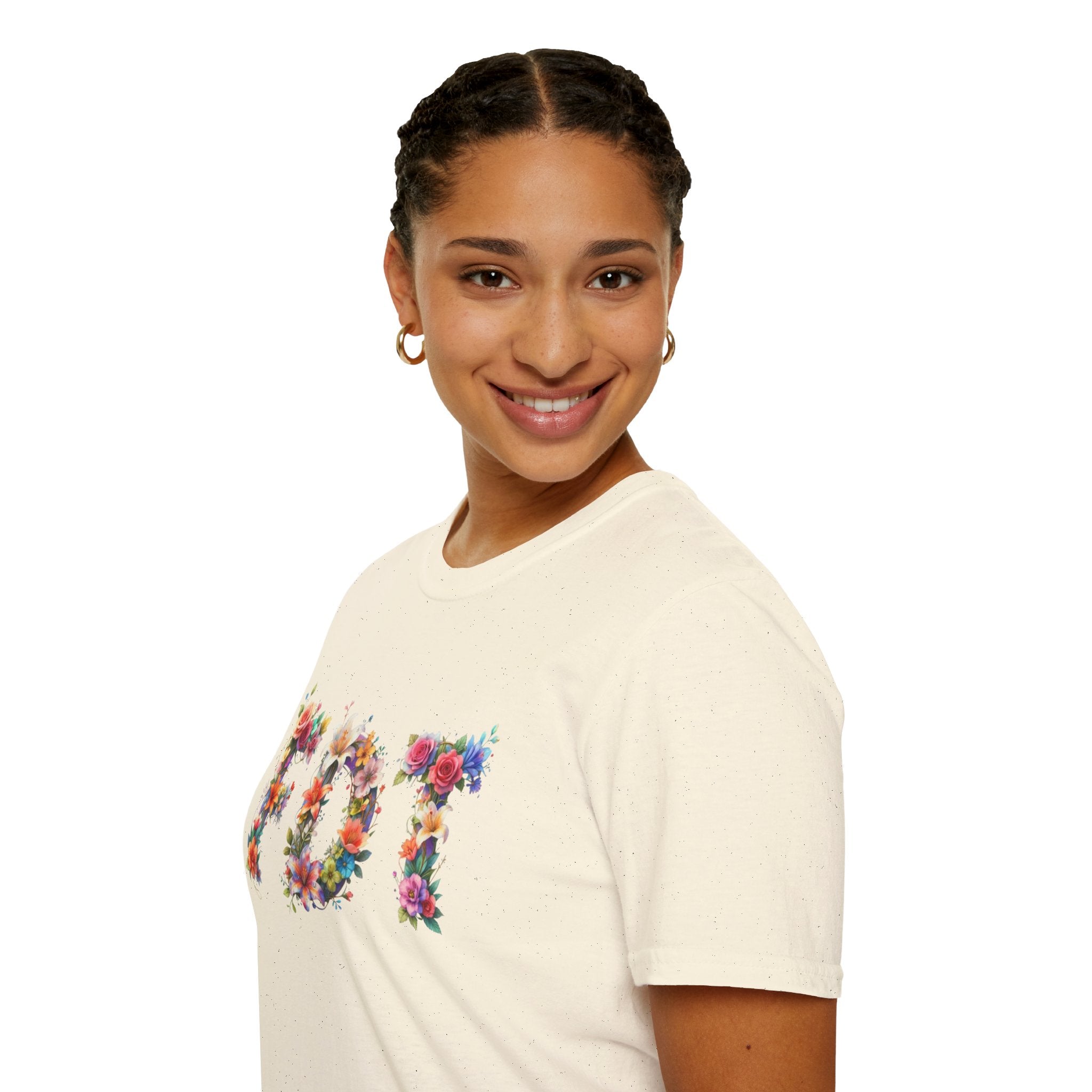 FDT Floral Letter Tee — Bold Floral Typography T-Shirt