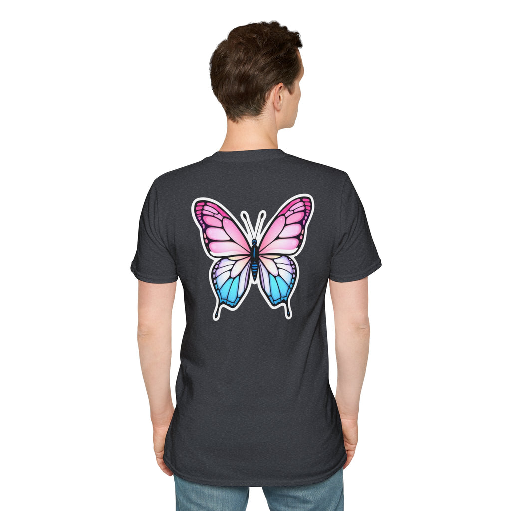 Trans Caterpillar to Butterfly Transformation T-Shirt, Unisex Graphic T-Shirt