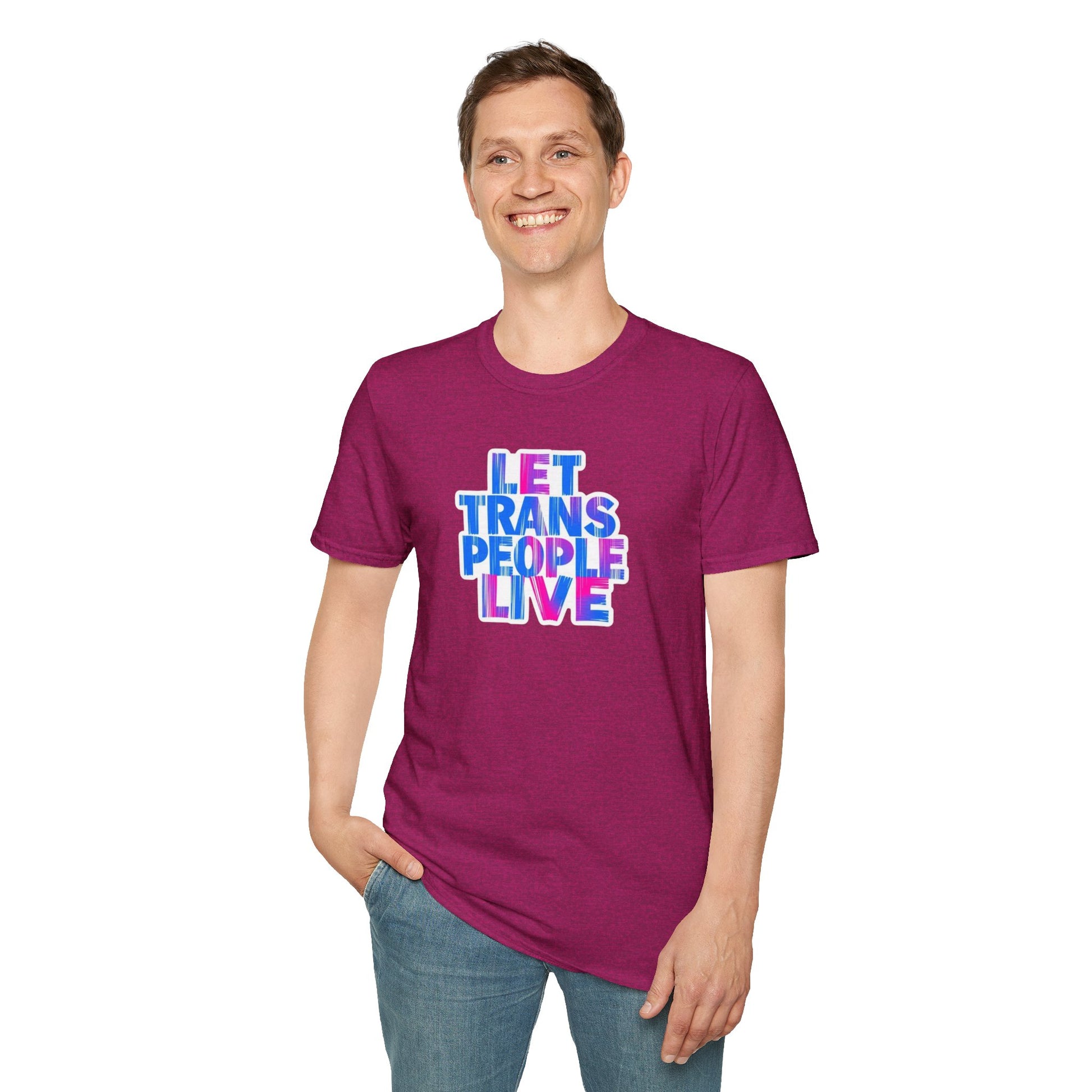 Let Trans People Live Unisex Softstyle T-Shirt - Supportive Statement Tee for LGBTQ+ Pride