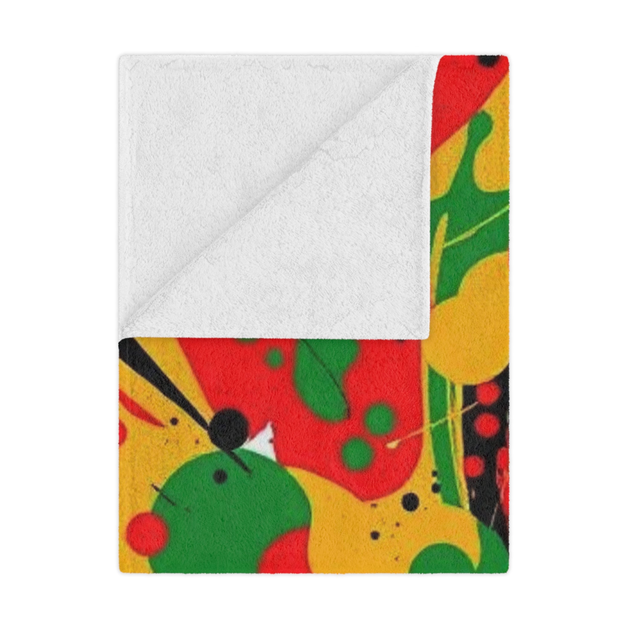 Abstract Yellow, Red, Black Microfiber Blanket