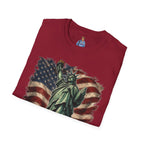 Statue of Liberty Stepping on MAGA American Flag T-Shirt — Patriotic USA Independence Day Tee
