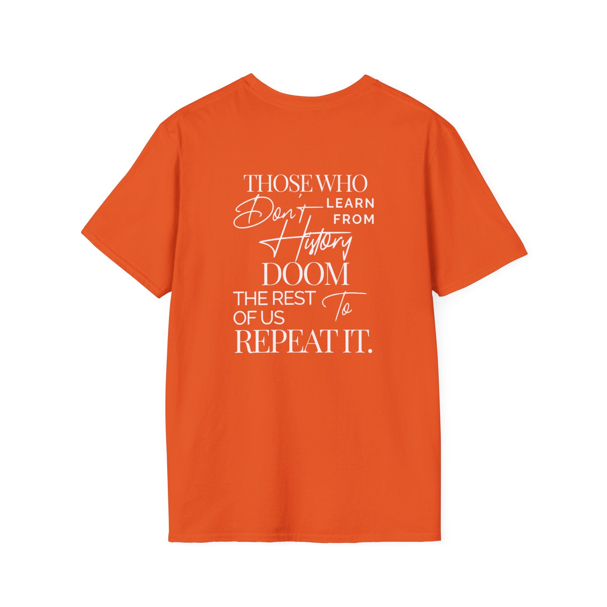 Patriotic Unisex Softstyle T-Shirt - "USA" & History Quote Design
