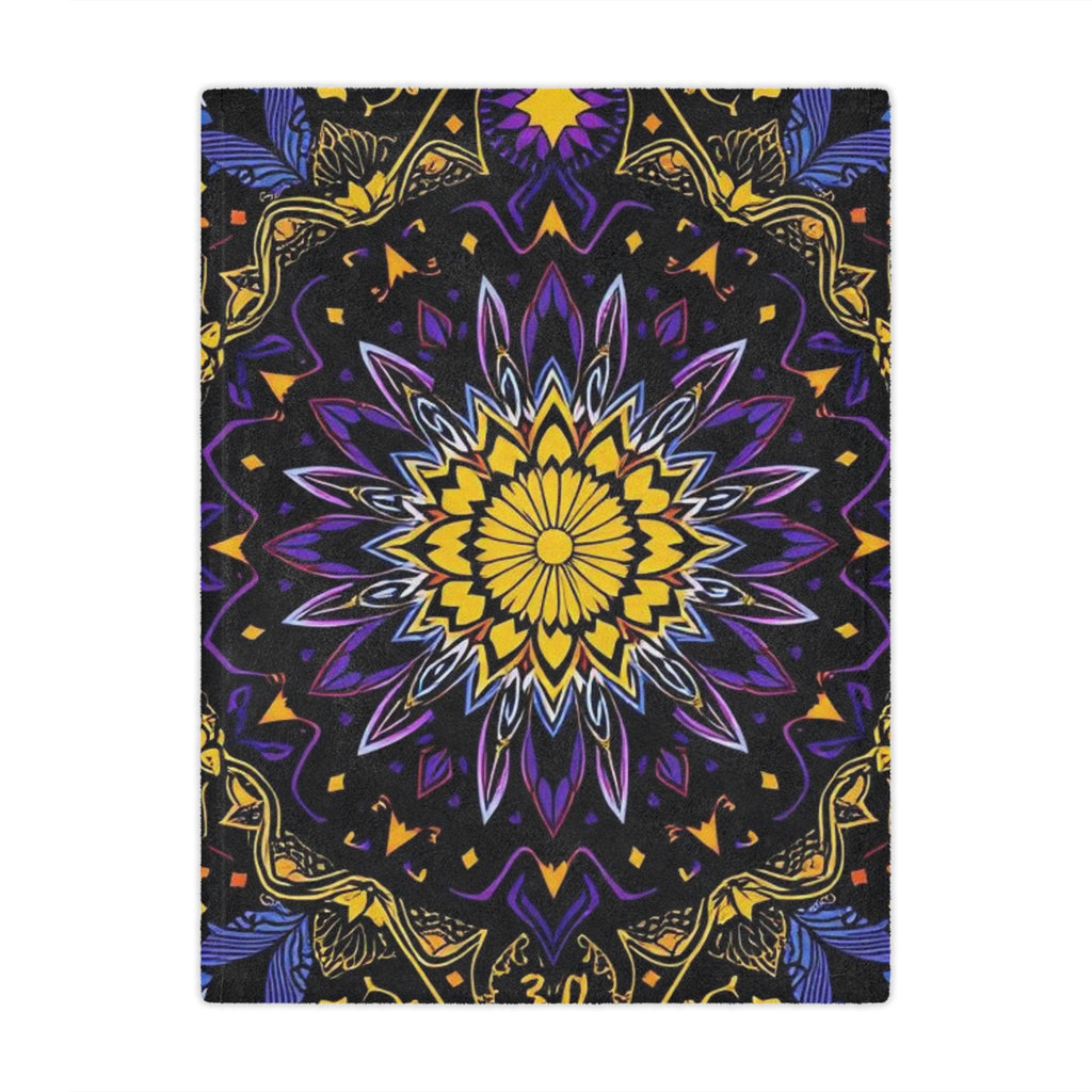 Purple, Yellow & Black mandala design Microfiber Blanket