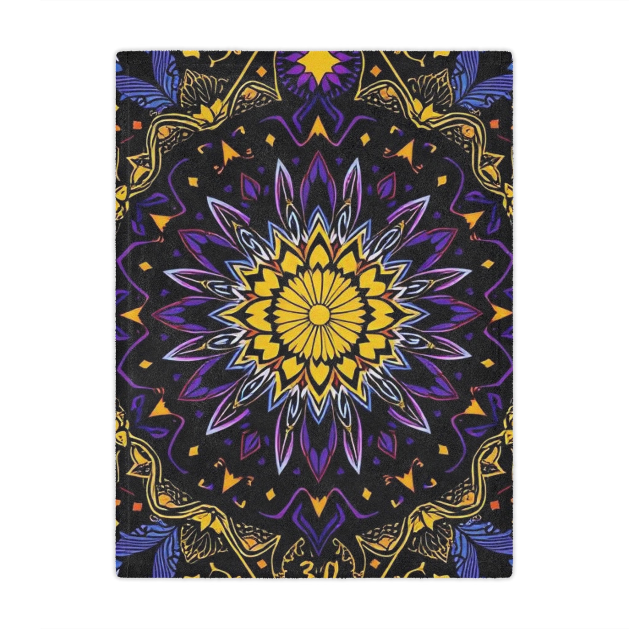 Purple, Yellow & Black mandala design Microfiber Blanket