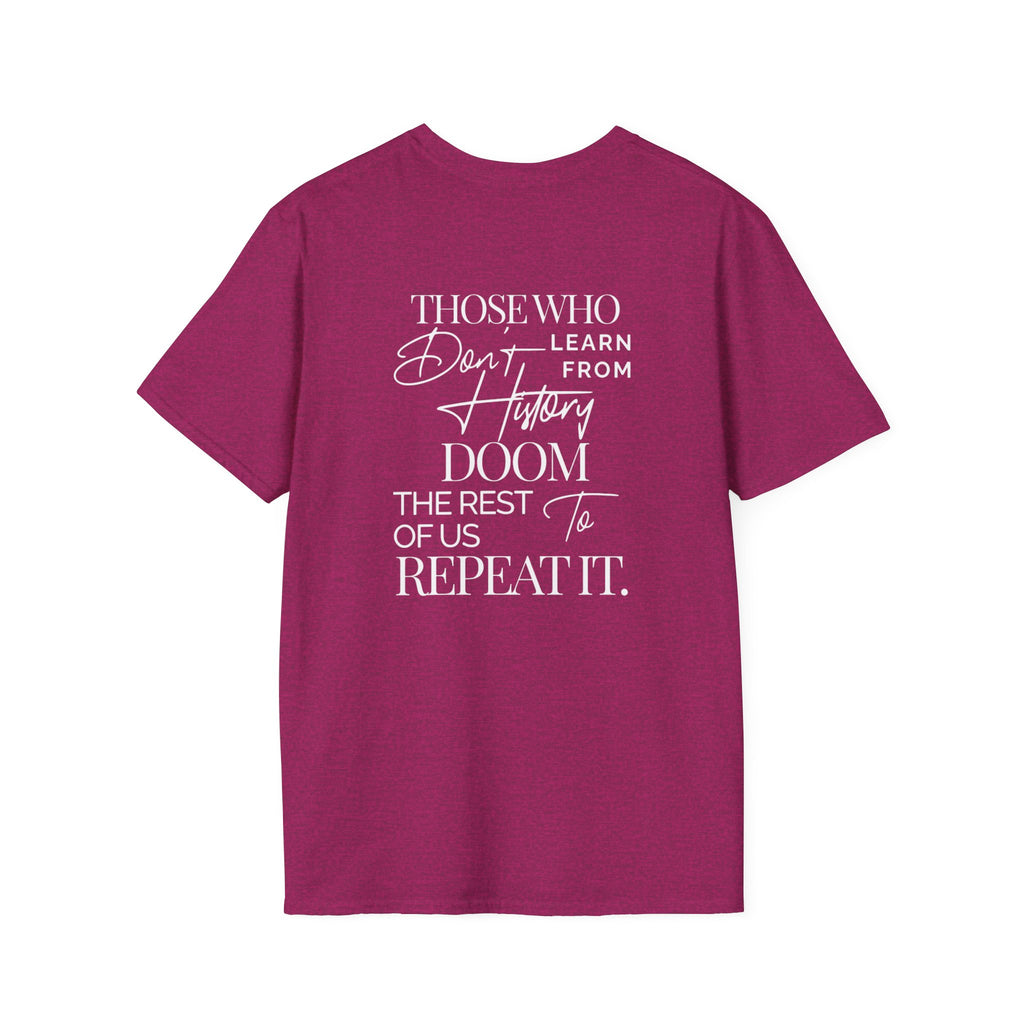 Patriotic Unisex Softstyle T-Shirt - "USA" & History Quote Design