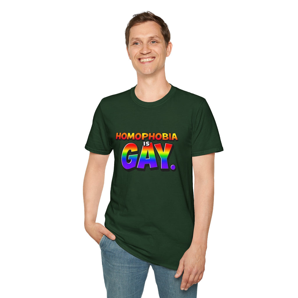 Pride T-Shirt, Homophobia Is Gay Unisex Softstyle Shirt