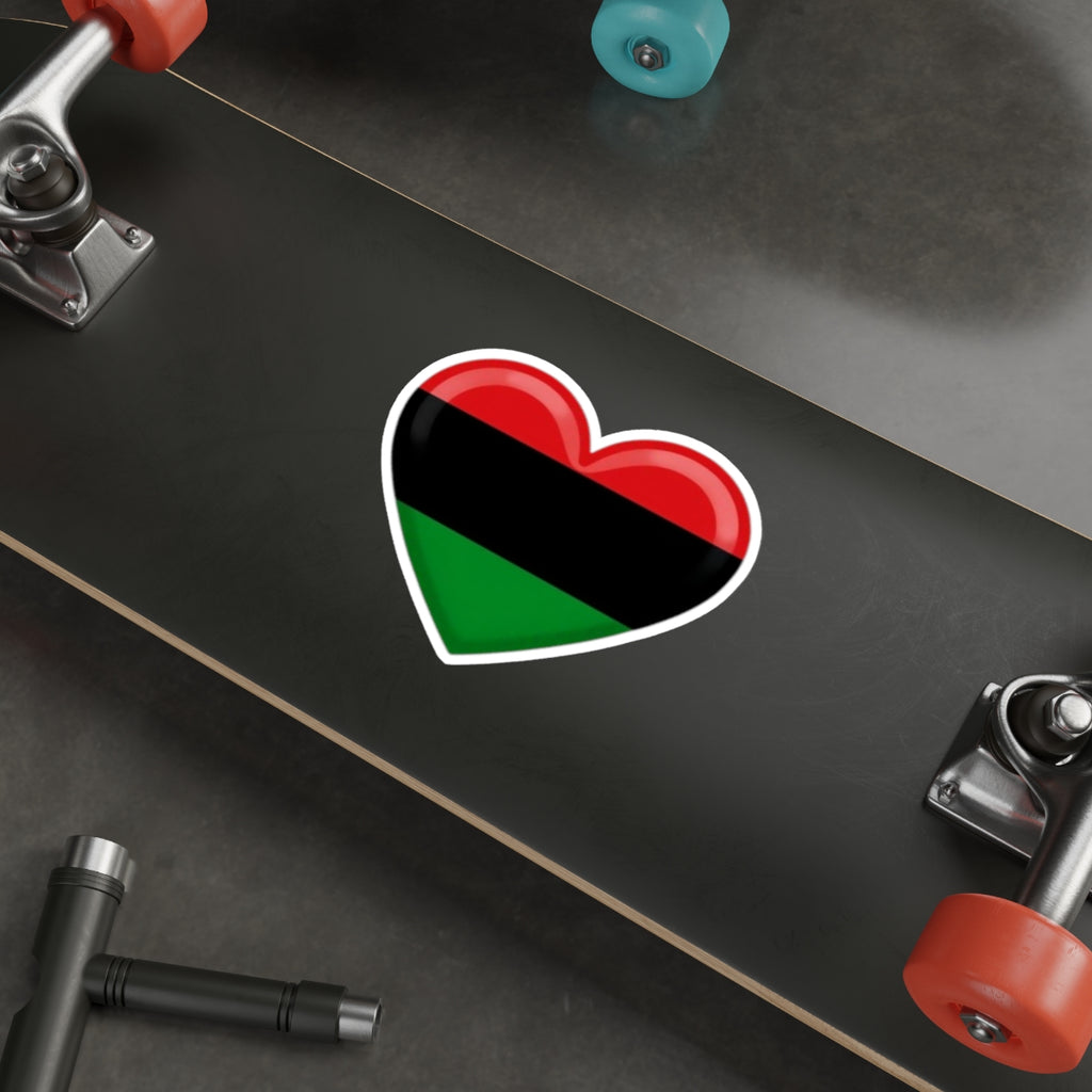 Die-Cut Stickers -  Heart design featuring Pan-African Flag Colors