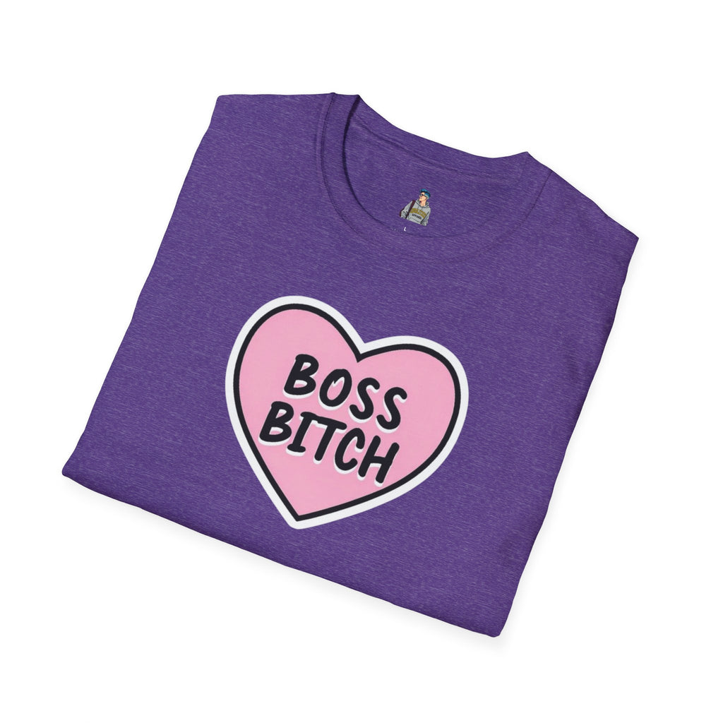 Unisex Softstyle T-Shirt - 'Boss Bitch' Heart Design - Funny Statement Tee