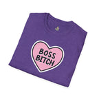 Unisex Softstyle T-Shirt - 'Boss Bitch' Heart Design - Funny Statement Tee