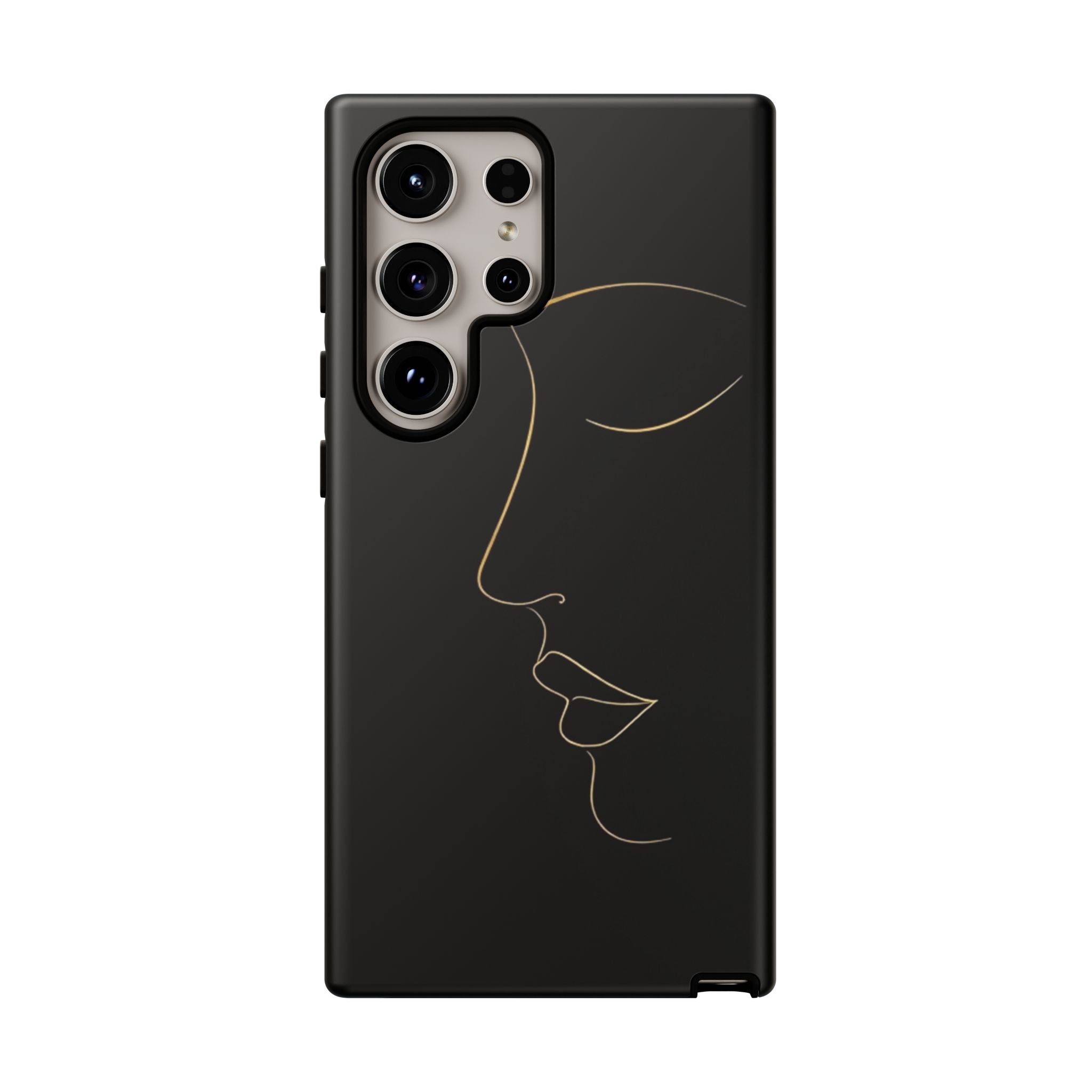 Android OR iPhone Compatible Cases - Gold Line Face Design - Unique Tough Cases