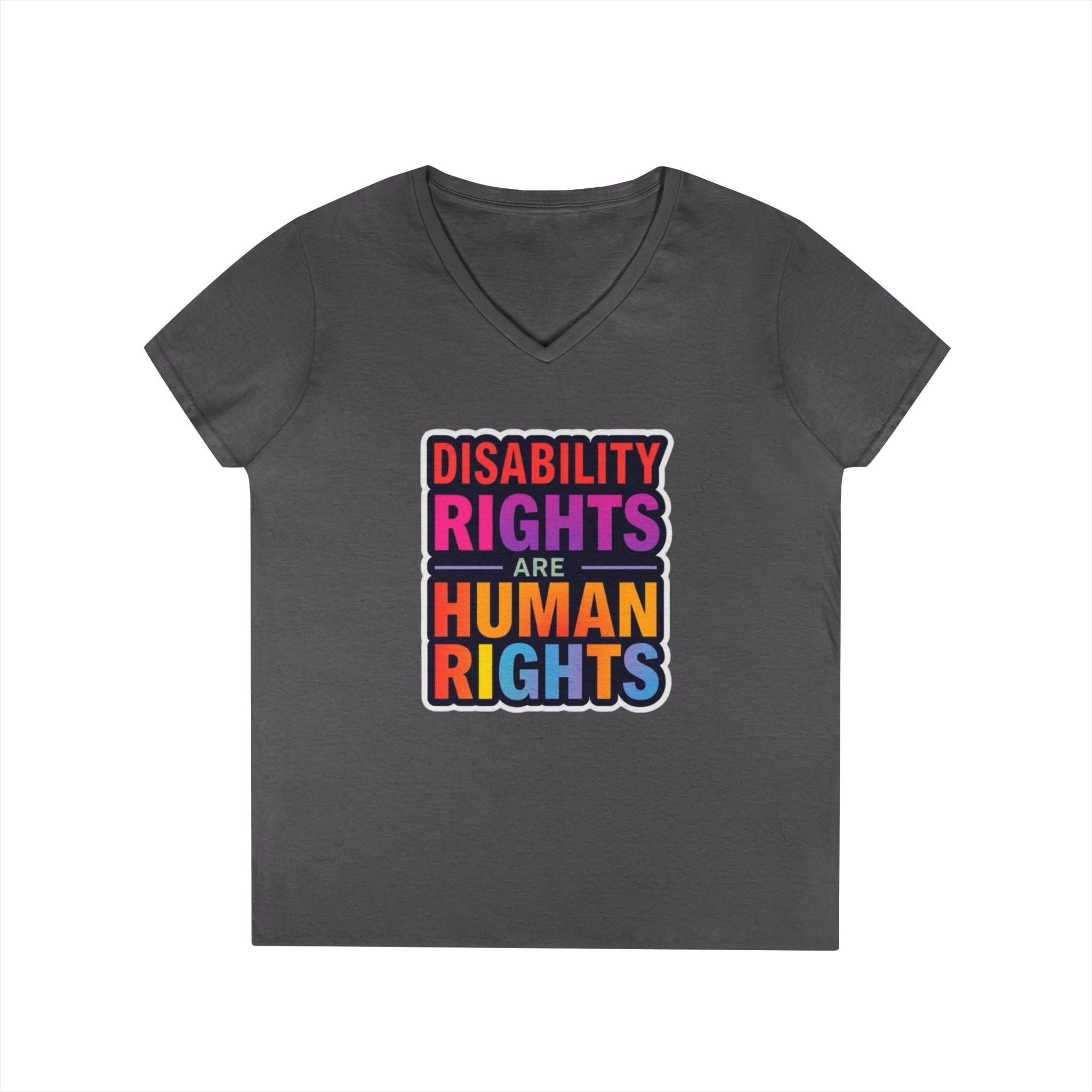Empowering Ladies' V-Neck T-Shirt - Disability Rights Are Human Rights