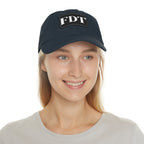 Stylish Dad Hat with FDT Leather Patch - Casual Sun Protection for Dads