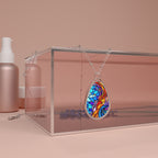 Oval Necklace- Fire and Ice Design Pendant