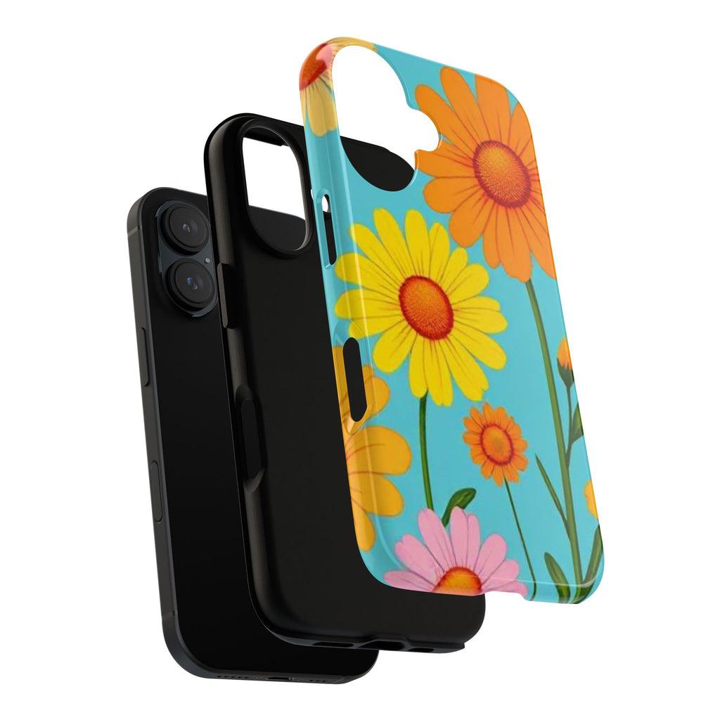 Floral Tough Phone Case for iPhone — Bright Daisy Garden Protective Cover