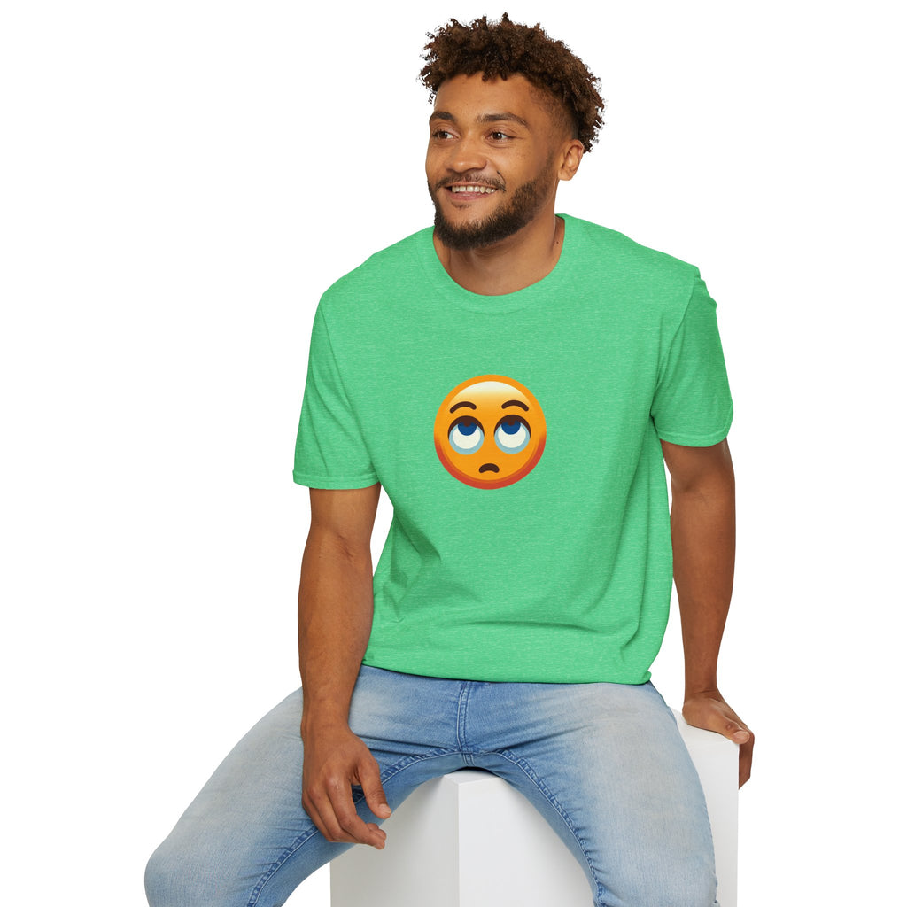 Unisex Softstyle T-Shirt with Eye Roll Emoji | Casual Graphic Tee for Everyday Humor