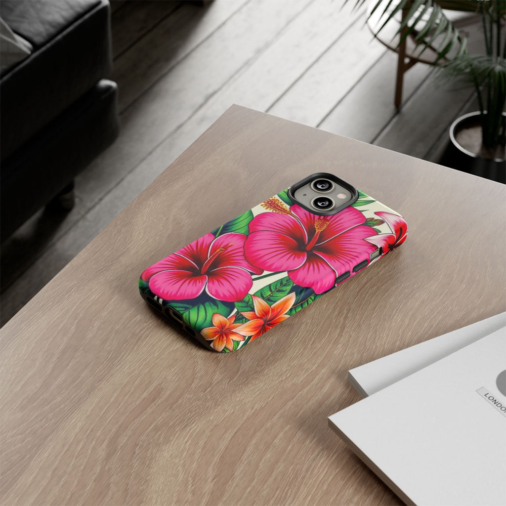 Tropical Hibiscus Phone Case for iPhone — Floral Tough Protective Cover