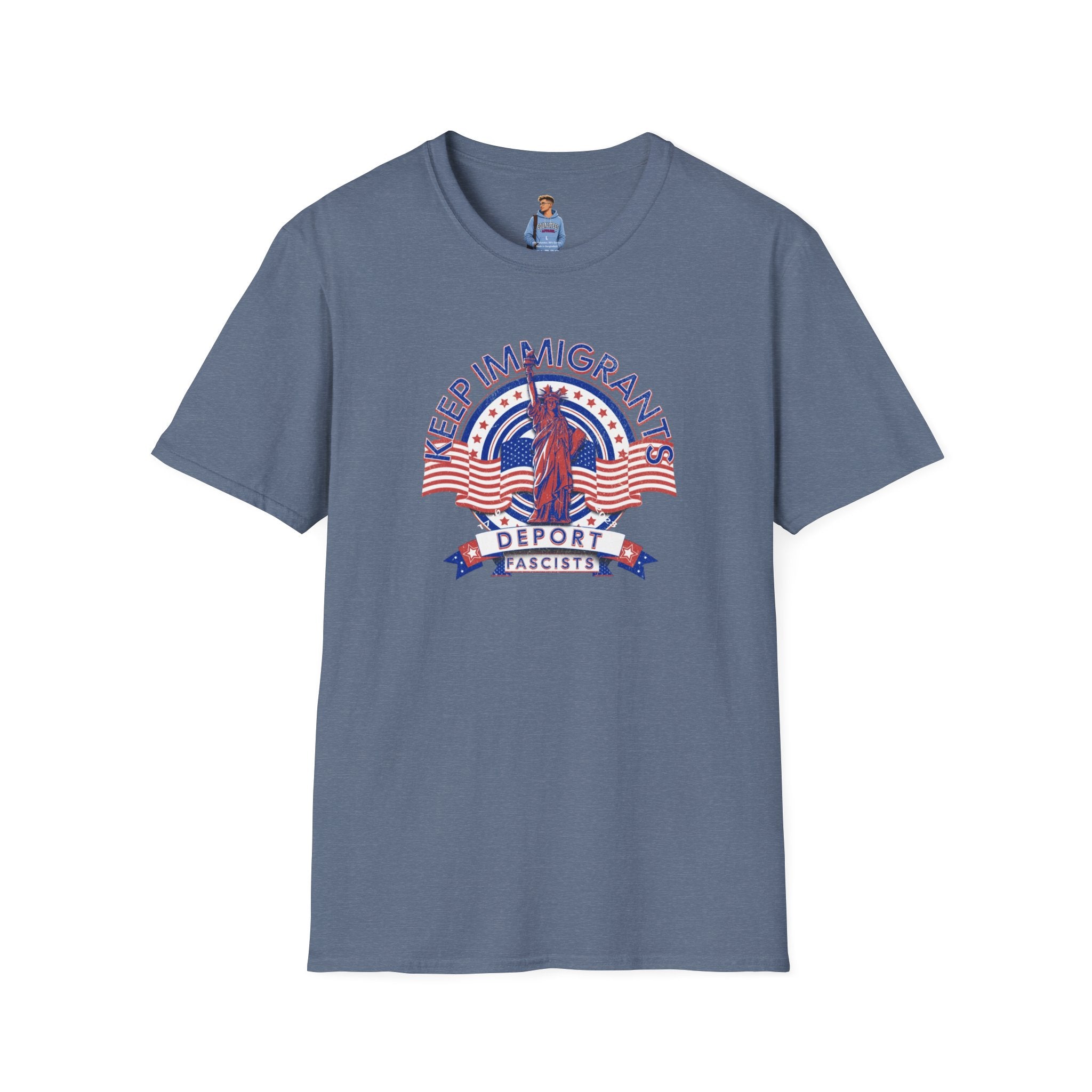 American Patriot - Keep Immigrants Deport Fascists Unisex T-Shirt - Celebrate Freedom & Diversity