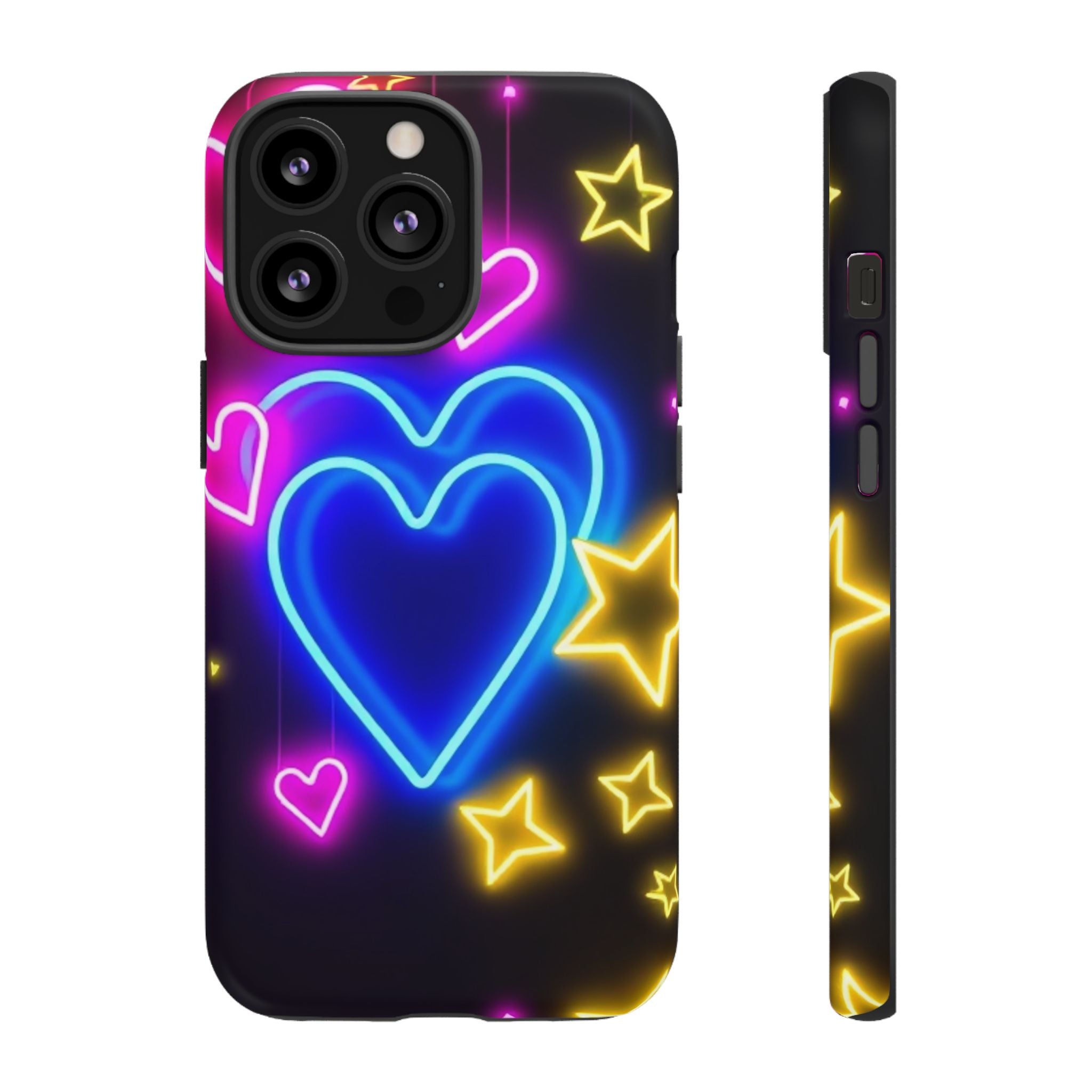 Android OR iPhone Compatible Cases - Neon Love Design - Unique Tough Cases