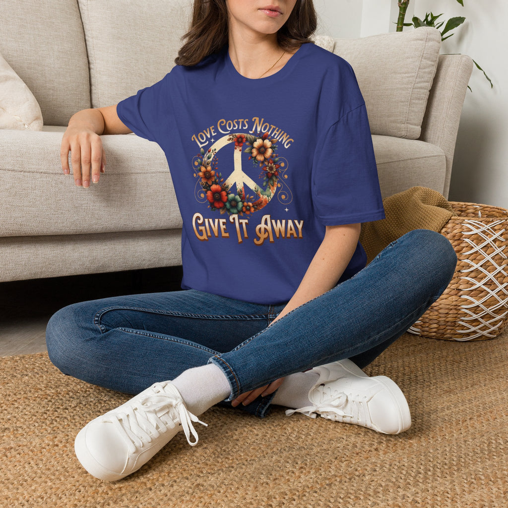 Unisex Softstyle T-Shirt - Love Costs Nothing, Give It Away Floral Peace Design