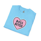 Unisex Softstyle T-Shirt - 'Boss Bitch' Heart Design - Funny Statement Tee