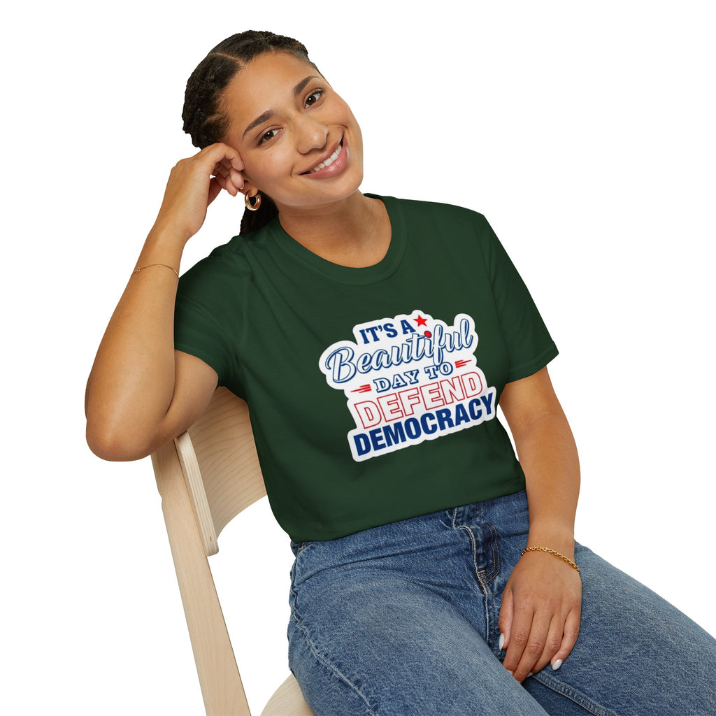 Defend Democracy Unisex Softstyle T-Shirt - Perfect for Activism and Everyday Wear