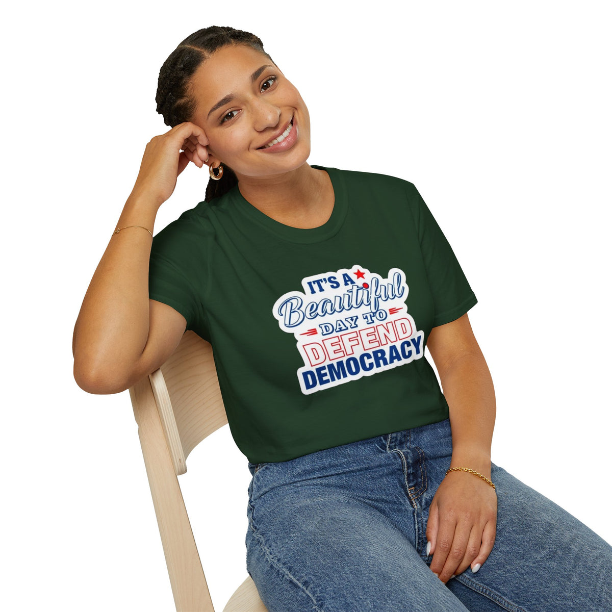 Defend Democracy Unisex Softstyle T-Shirt - Perfect for Activism and Everyday Wear