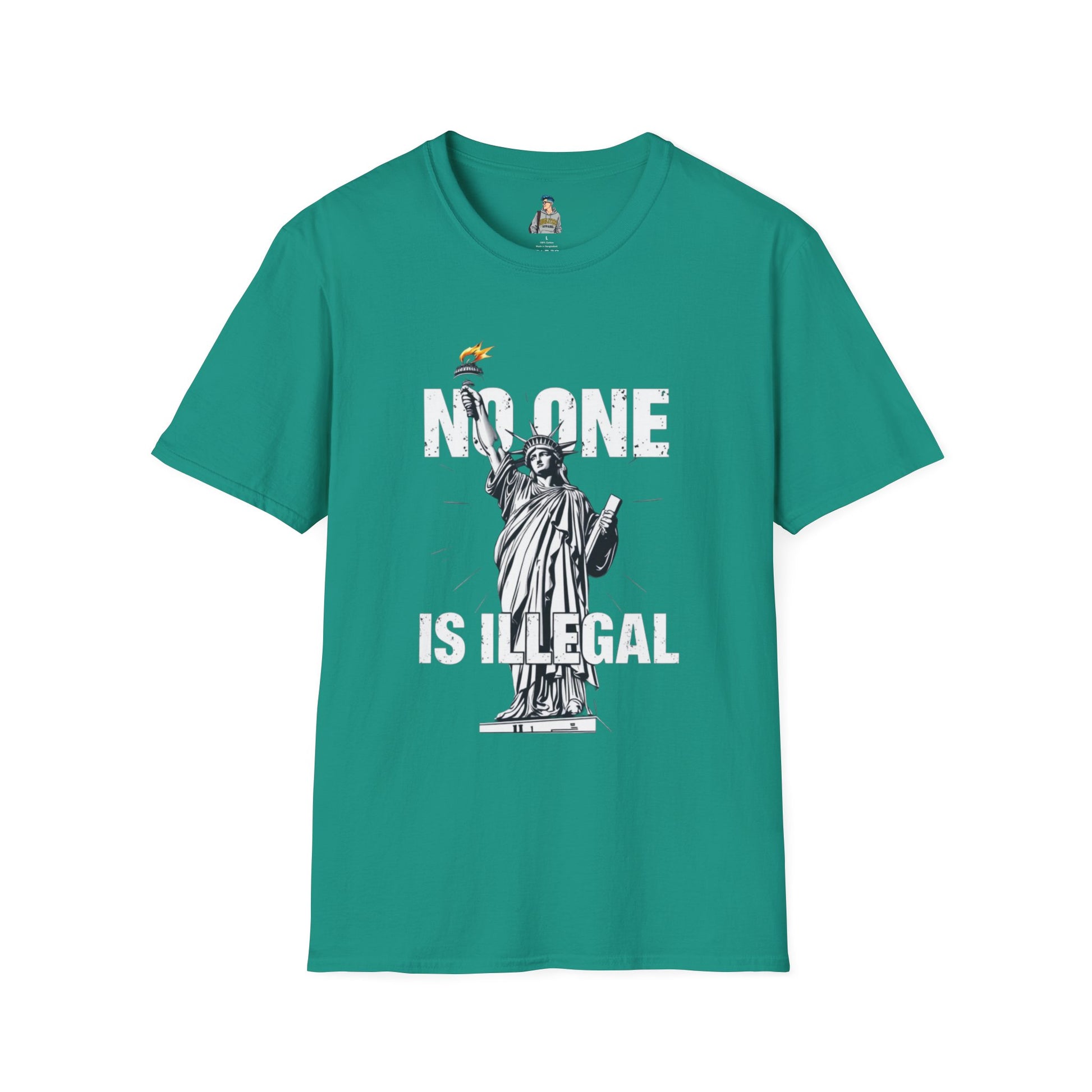 Unisex Softstyle T-Shirt - 'No One Is Illegal' Graphic Tee for Social Justice Advocates