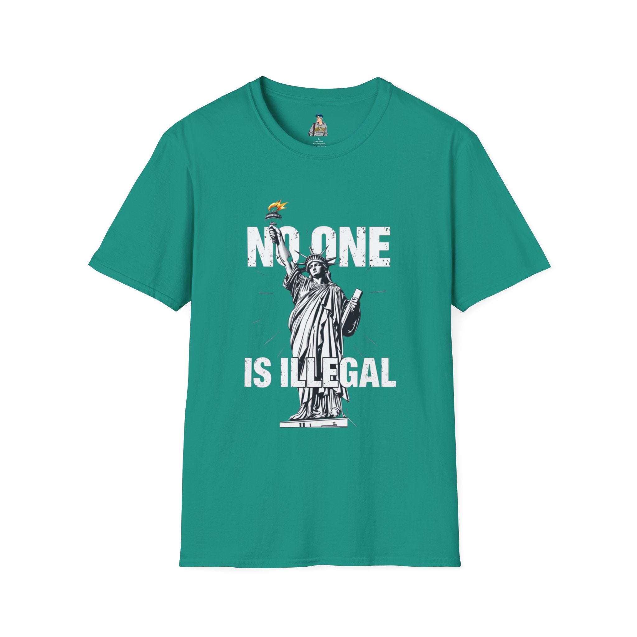 Unisex Softstyle T-Shirt - 'No One Is Illegal' Graphic Tee for Social Justice Advocates