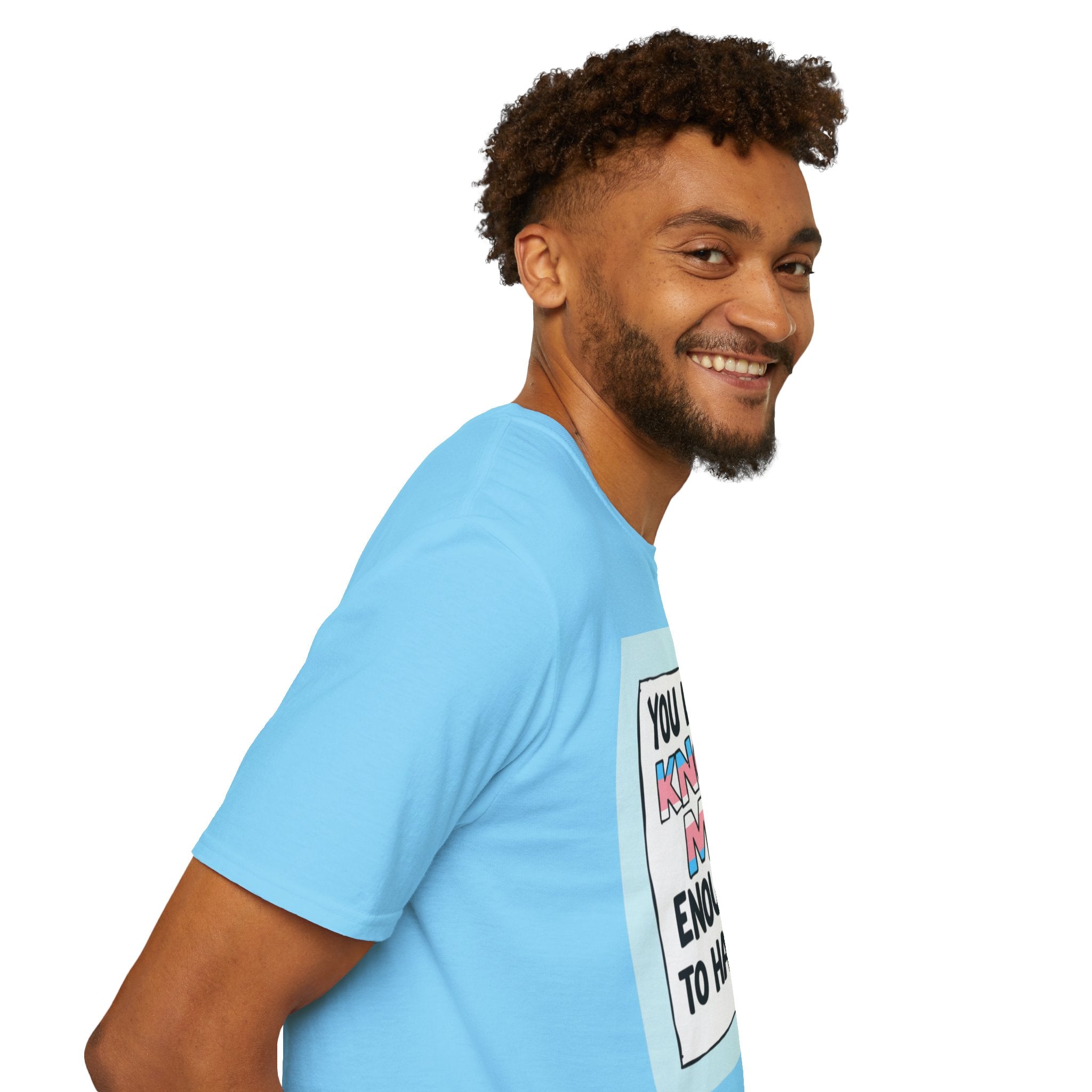 You Don't Know Me Enough to Hate Me Trans Pride T-Shirt - Unisex Softstyle Tee for Casual Wear