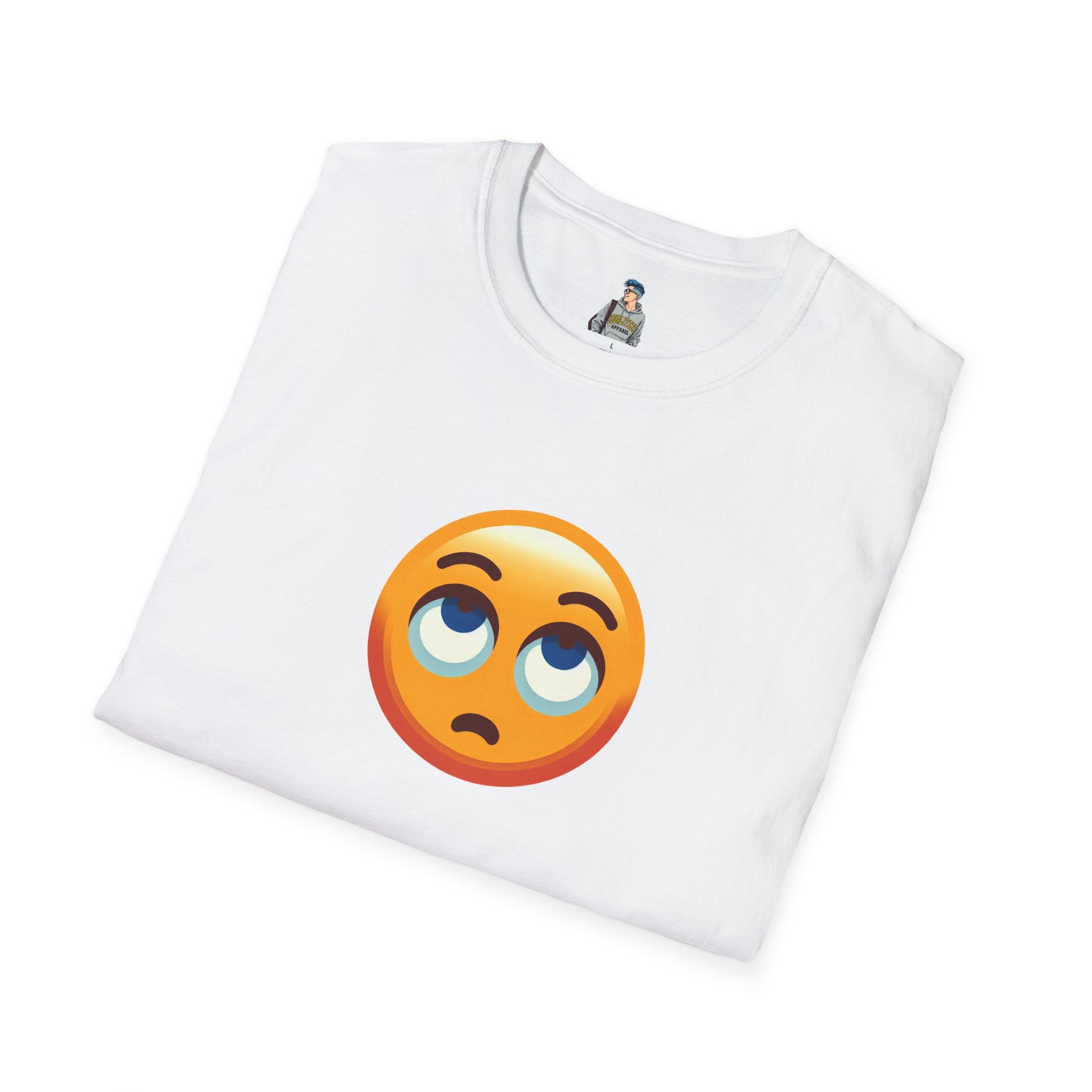 Unisex Softstyle T-Shirt with Eye Roll Emoji | Casual Graphic Tee for Everyday Humor