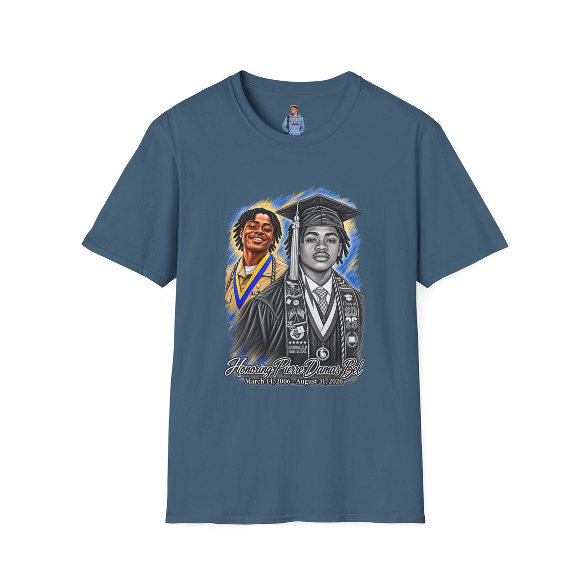 Double Portrait Front - In Memory of Pierre Damas Bel T-Shirt
