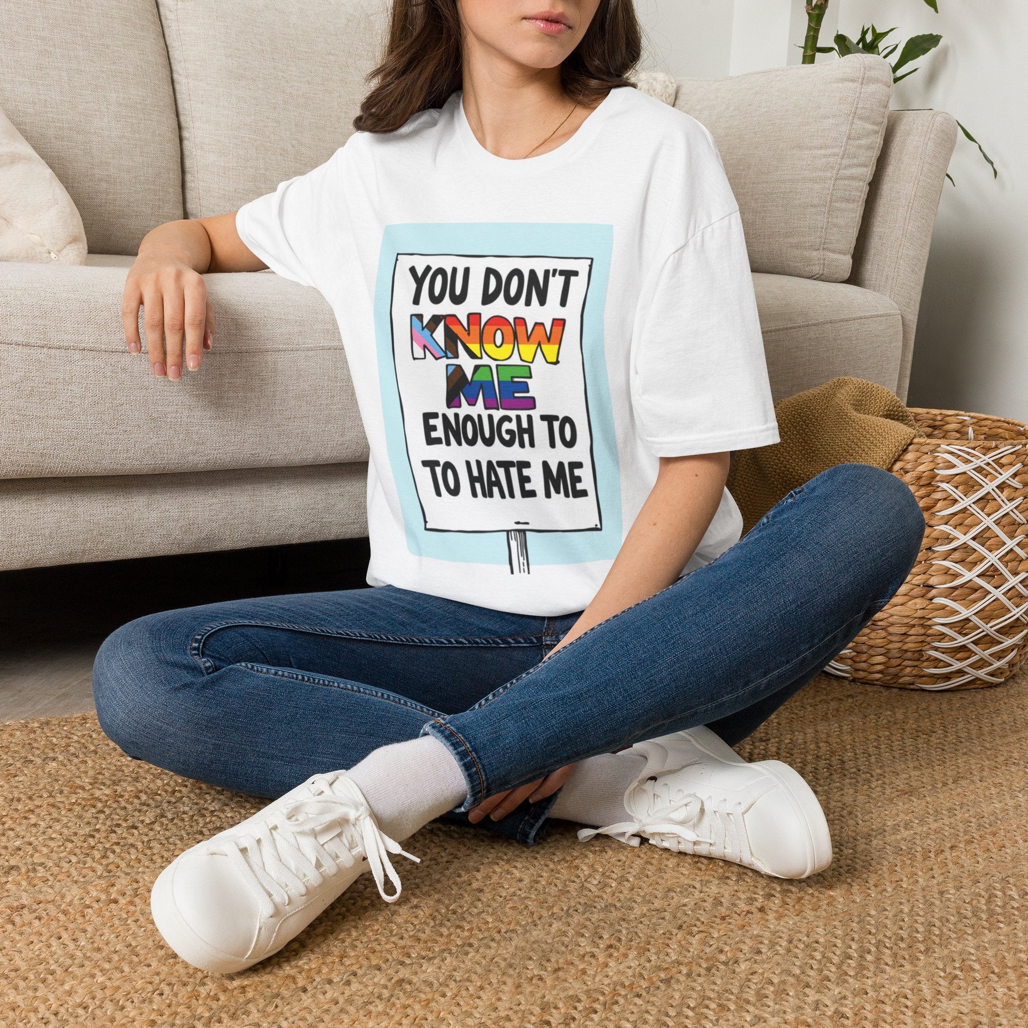 You Don't Know Me Enough to Hate Me Inclusive Pride T-Shirt - Unisex Softstyle Tee for Casual Wear